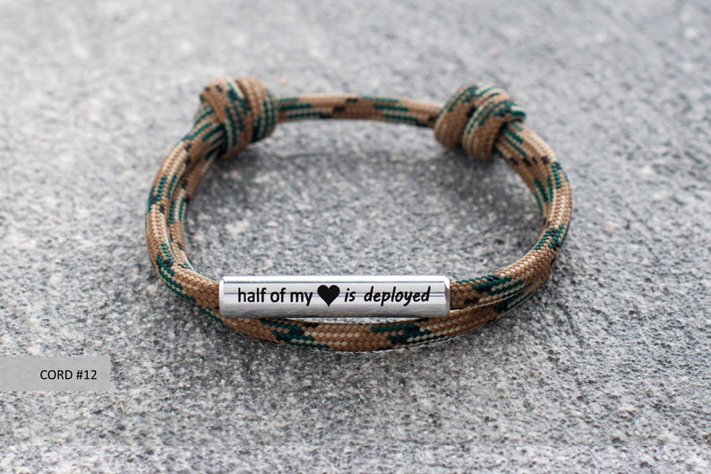 Half Of My Heart Is Deployed, deployment bracelet, military wife, military girlfriend, deployment, military jewelry, Tumblr, Gift for Her image 1