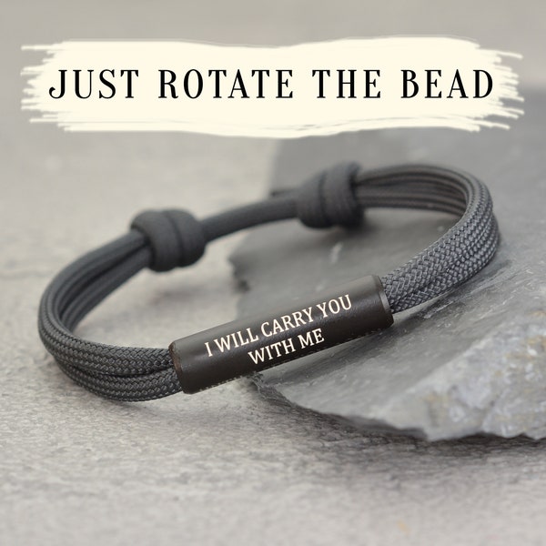 Custom in loving memory Bracelet "I Will Carry You With Me" Engraved Memorial Bracelet in Memory Loss of Dad Brother Son Friend Gift