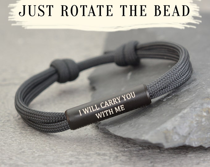 Custom in loving memory Bracelet "I Will Carry You With Me" Engraved Memorial Bracelet in Memory Loss of Dad Brother Son Friend Gift