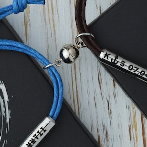 Bracelet for couples, Name date roman numeral boyfriend girlfriend bracelet. Magnets Couples His and Her Matching Bracelet Anniversary