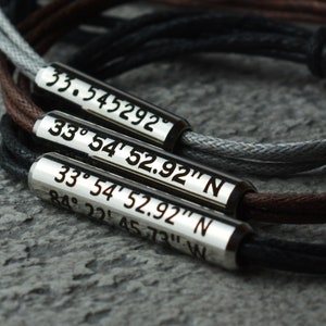 Pulsera de hombre con coordenadas de parejas. Pulsera Latitud Longitud. Pulsera GPS personalizada Parejas. Regalo de aniversario para novio. Regalo De Novio imagen 4