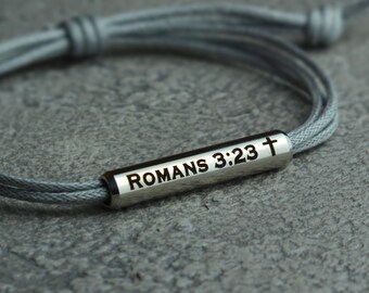 Por cuanto todos pecaron. Romanos 3:23. Pulsera de cordón recordatorio diario regalo para mujer regalo cristiano ahijada, hija