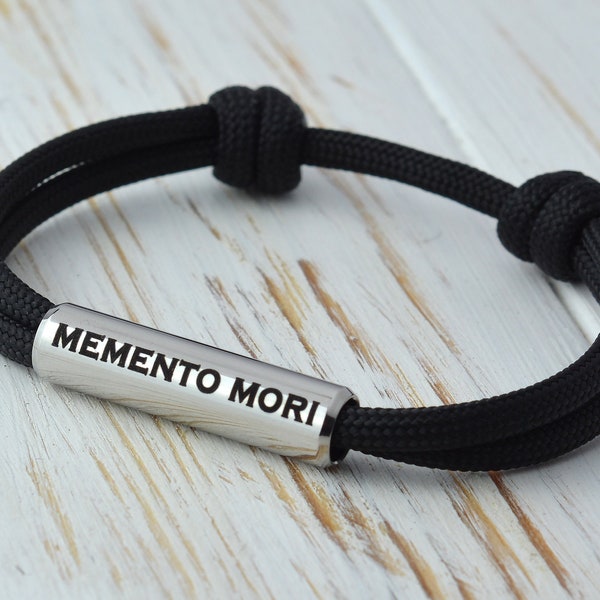 Memento Mori. Gothic Jewellery. Literary Gifts. Latin Quote Bracelet