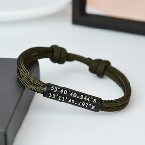 Coördineren armband heren. Heren coördinaat GPS-armband, gepersonaliseerde parenarmband. Verjaardagscadeau voor vriend. Vriendje cadeau