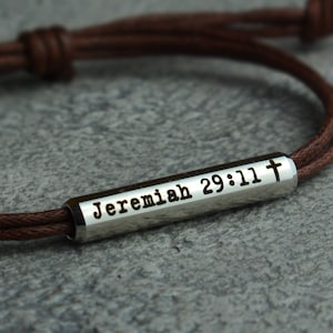 Jeremia 29:11. Ik ken de plannen die ik met je heb. Dagelijkse herinnering koord armband cadeau voor vrouwen christelijke gift peetdochter, dochter