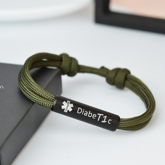 Medical Alert Bracelet mens, paracord diabetic bracelet for men, husband, father. Medical ID Bracelet, Awareness Bracelet, Layering Bracelet