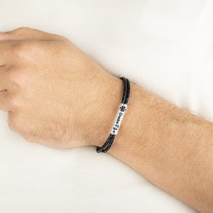 Medical Alert Bracelet mens, leather diabetic bracelet for men, husband, father. Medical ID Bracelet, Awareness Bracelet, Layering Bracelet