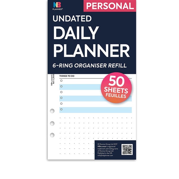 PRINTED Personal size Non-dated daily planner organiser Insert refill Filofax Kikki.K Compatible Refill Do1p