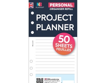 PRINTED Personal size Project planner organiser Insert refill Filofax Kikki.K Compatible Refill