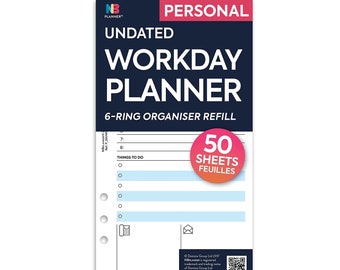 PRINTED Personal size Non-dated workday planner organiser Insert refill Filofax Kikki.K Compatible Refill Do1p