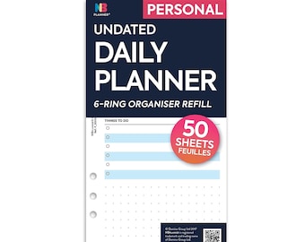 PRINTED Personal size Non-dated daily planner organiser Insert refill Filofax Kikki.K Compatible Refill Do1p