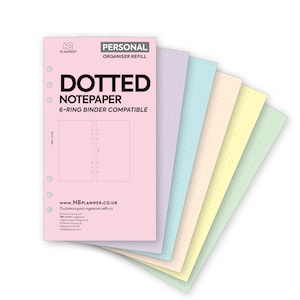 Organizador de diario con viñetas de papel de carta de tamaño personal IMPRESO Recambio de inserción Recambio compatible con Filofax de color