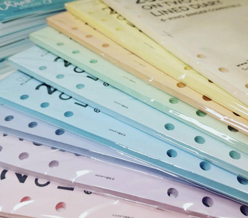 PRINTED A5 size Blank Notepaper Insert Filofax A5 Kikki.K Large Compatible Refill insert coloured pastel and bright image 2