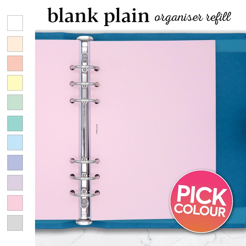 PRINTED A5 size Blank Notepaper Insert Filofax A5 Kikki.K Large Compatible Refill insert coloured pastel and bright image 1