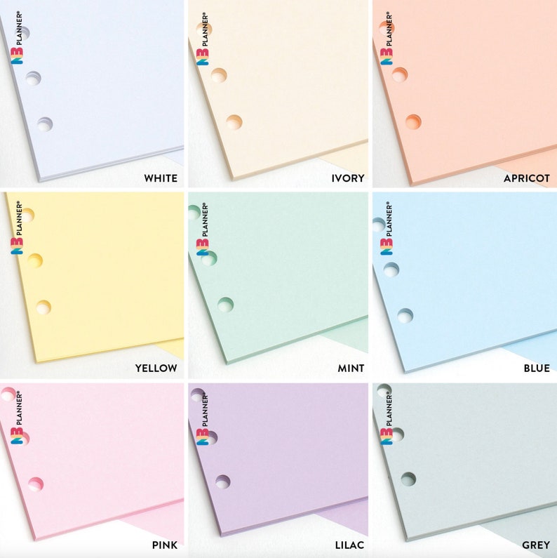 PRINTED A5 size Blank Notepaper Insert Filofax A5 Kikki.K Large Compatible Refill insert coloured pastel and bright image 3