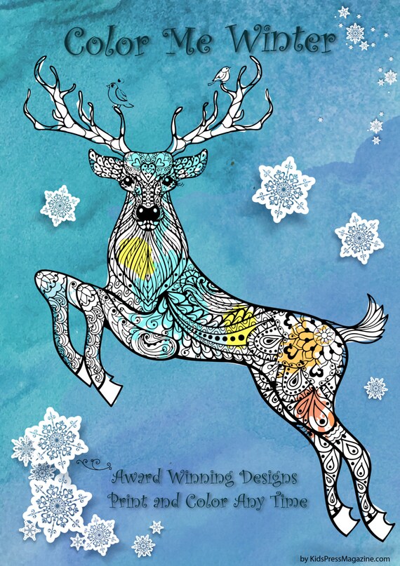 Download Color Me Now Download And Color Ebook Coloring Book Winter Etsy
