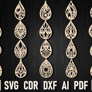 Svg Teardrop Earrings Template Digital File for CNC Laser Cutting ...