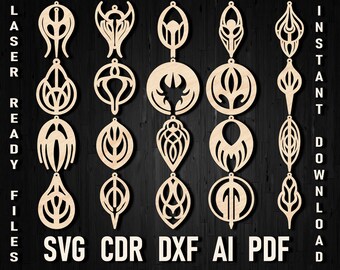Svg Goth Style Jewelry Set, Glowforge Earring SVG Templates, Cute Earring Laser Cut files, Goth Earring svg, Acrylic Earrings SVG Cut File
