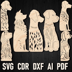 Plantillas SVG de marcadores para perros: ¡perfectas para el placer de lectura de todos los amantes de los perros! Amante de los perros svg Diseño de corte láser, Cricut Dog Bookmark Dxf