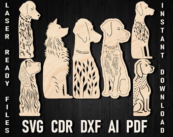 Plantillas SVG de marcadores para perros: ¡perfectas para el placer de lectura de todos los amantes de los perros! Amante de los perros svg Diseño de corte láser, Cricut Dog Bookmark Dxf