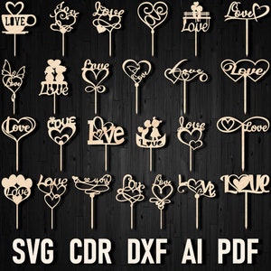 Wedding Cake Decorations svg, Love Cake Toppers svg, Love sign cnc files Unique CNC Wedding Cake Topper Valentines Day Laser Gift Idea CDR