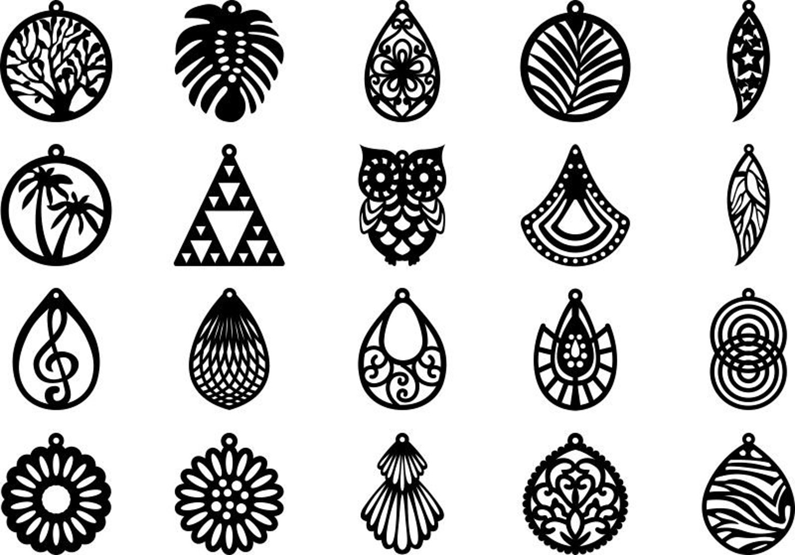 Modèle de boucle d'oreille SVG, boucles d'oreilles SVG, modèle de ...