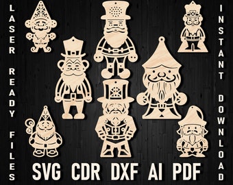 Archivos svg listos para cortar con láser de duende, decoración de duende Glowforge, decoración del día de San Patricio de duende de Navidad, corte láser, gnomo DIY