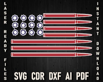 Svg Bullet USA American Flag, Digital Vector Download in High Quality, Printable, Cricut and Silhouette file bullet flag svg, patriotic svg