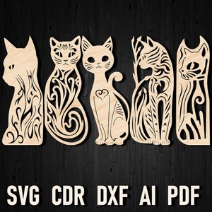 Cat Bookmark SVG, Papercut Bookmark Pattern Dxf, Book Lover Gift, Cricut, Glowforge Silhouette, Woodcut Design Kids Bookmark gift for Reader