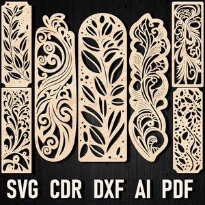 Svg bladwijzer Lasergesneden, Glowforge gesneden bestand, bladwijzer Svg Cricut, snijmachinebestanden, papier gesneden bladwijzer afdrukken Svg, digitale download