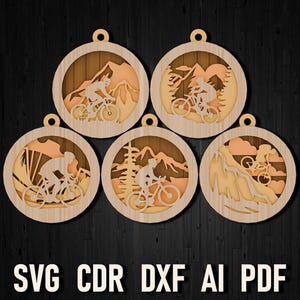Mountainbike Weihnachten svg mehrschichtige Verzierung für Glühschmiede, Mountainbike Weihnachtsbaum DIY Spielzeug, Fahrrad Sport Cricut Multilayer