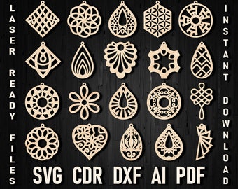 Wooden Earrings Svg Bundle Template, Stacked Earrings svg, Earring Template, Silhouette Cut Files, Cricut Cut Files Commercial Use