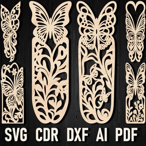 Marque-page papillon découpé au laser, fichier papillon découpé au laser, signet Svg Cricut, fichiers Machine de découpe, Glowforge Svg, téléchargement numérique Dxf Pdf