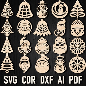 Christmas Laser Cut Earrings SVG Bundle, Xmas Cut File, Faux Leather Earrings, File For Cricut, Glowforge Svg, Christmas CNC dxf Ornaments