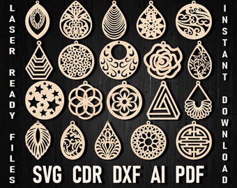 Earrings Laser cut SVG files, Earrings Template for cricut, Teardrop Earrings svg, Leather Earrings svg, Tear Drop Cut File, Pendant svg