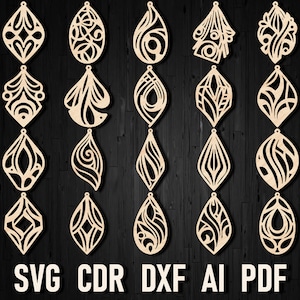 Laser Cut Earring Svg | Earring Svg Bundle | Earring Cut Files | Faux Leather Earring Svg | Laser Cut Earrings Dxf | Glowforge Earrings File