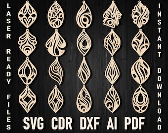 Laser Cut Earring Svg | Earring Svg Bundle | Earring Cut Files | Faux Leather Earring Svg | Laser Cut Earrings Dxf | Glowforge Earrings File