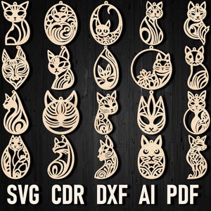Cat Earring Svg File for Laser Cut Bundle, Cats Earrings Girl svg, Svg Gift Idea for Cat Lover, Valentine's Gift Idea, Jewelry Cat Design