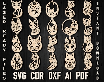 Cat Earring Svg File for Laser Cut Bundle, Cats Earrings Girl svg, Svg Gift Idea for Cat Lover, Valentine's Gift Idea, Jewelry Cat Design