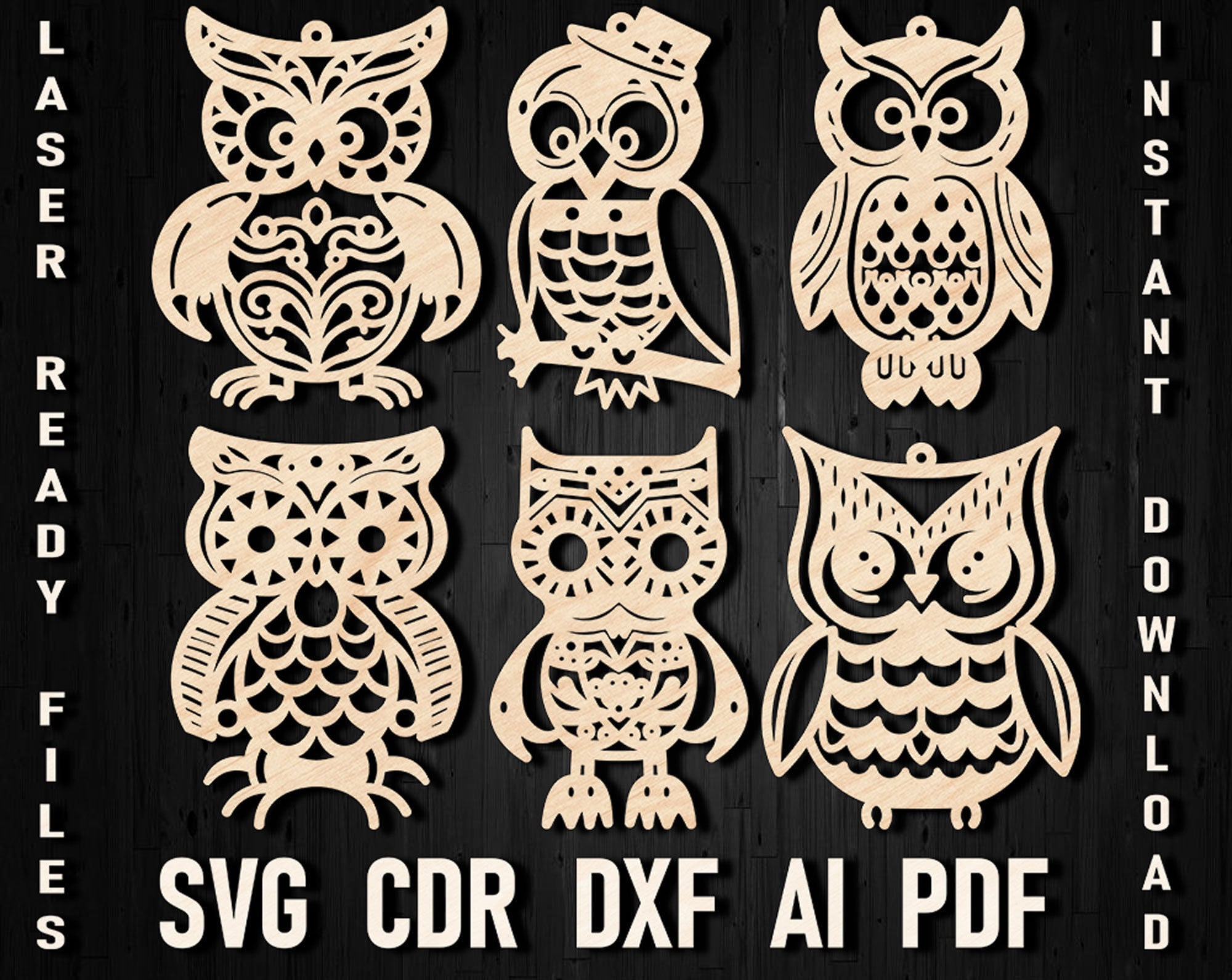 Christmas Svg Wooden Ornament Owl Toy Shape For Laser Cut Machine, Cricut Plywood Craft, Holiday Xma