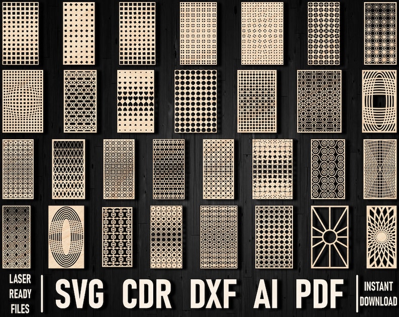 Dxf Laser Cut Geometric Door Panel Pattern Screen Svg, Decorative Room ...