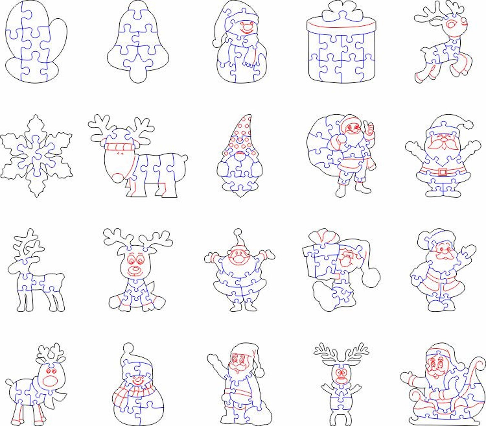 Christmas Puzzle Laser Cut Svg, Santa Claus Puzzles Vector File Dxf ...