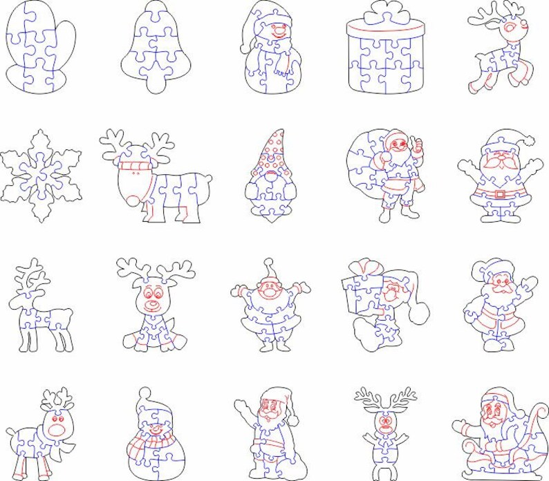 Christmas Puzzle Laser Cut Svg, Santa Claus Puzzles Vector File Dxf ...