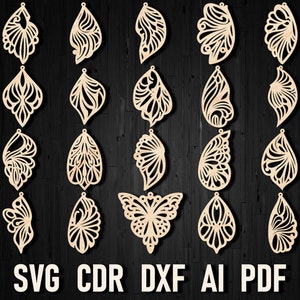 SVG Schmetterlingsflügel Laser Cut Ohrringe, Glowforge Ohrring Dateien Bundle, Schmetterling Laser Cut Datei Ohrringe Schmuck Hand Handwerk Geschenkidee