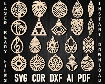 Svg Earring Template, Earrings SVG, Earring Template for laser machine, Silhouette Cut Files, Cricut Jewelry Pendant SVG Cut Files bundle