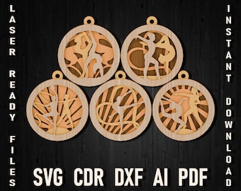 Rhythmic gymnastics svg christmas ornament for glowforge laser files, Cut files for cricut silhouette, Gymnastics svg Bundle silhouette cdr
