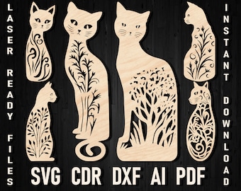 Cats Svg Bookmark Cut File, Purrfect Bookmark: Papercut Bookmark Pattern, Book Lover Gift, Cricut Glowforge Silhouette Ready Woodcut Design