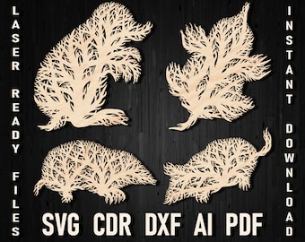 Svg Mole Tree Panel Ornament wall decor design for laser cutting and CNC machine dxf silhouette, Mole silhouette plywood Cricut Glowforge