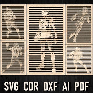 Svg Football Sports Wall Sign Dxf File Glowforge Files Football Player Wall Art Decor Cdr Pdf Dxf Sports Lover Monograms SVG Laser Cut File