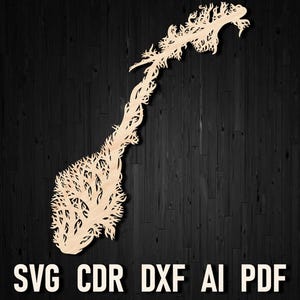 Baum Design Norwegen Karte Wandkunst Laser Cut Minimalistischer Laser Cut Karte Druck, Norwegen Land Silhouette Vektorgrafik Aufkleber T-Shirt Druck
